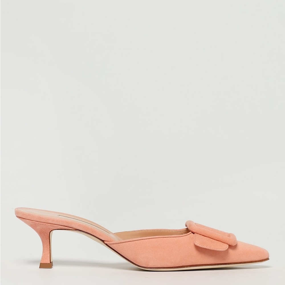 🍑 Manolo Blahnik Maysale Kitten Heel Mules 🍣